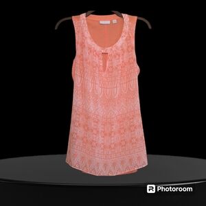 NY&C Orange & White Sleeveless Paisley Top S